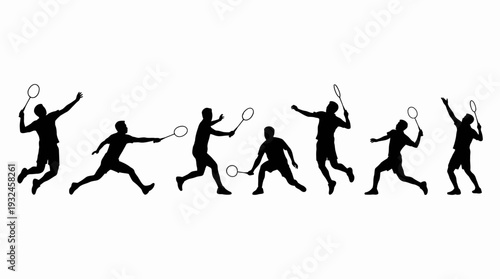 Inclusive Sports Vector Silhouette Collection | Tennis, Badminton, Wheelchair Athletes, Doubles, Jump Smash, Dynamic Motion | Minimalist Black-and-White Athletic Diversity Design