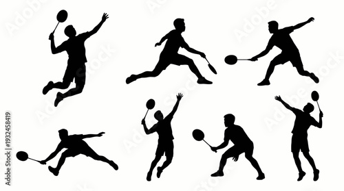 Inclusive Sports Vector Silhouette Collection | Tennis, Badminton, Wheelchair Athletes, Doubles, Jump Smash, Dynamic Motion | Minimalist Black-and-White Athletic Diversity Design