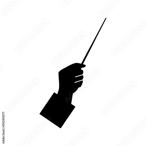 Classical Music Conductor Gesture with Baton Vector Graphic.