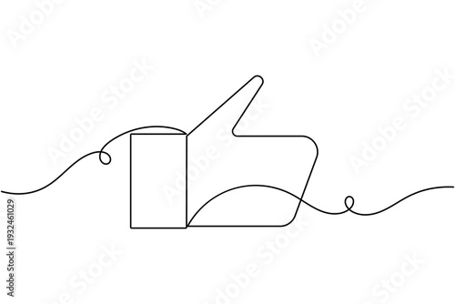 Like approval sign icon continuous one line art single drawing on white background minimal thumbs up symbol outline vector illustration