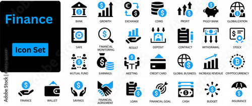 Finance solid icon set. Market Analysis editable icon set. Containing market, growth, sales, trends, market, research, strategy, and more. Editable stroke. Solid icons set. 