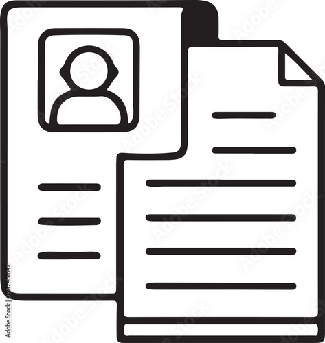 Business Workflow and HR Line Icon Set - Minimal Outline Icons for Employee, Documents, Tasks and Office Management