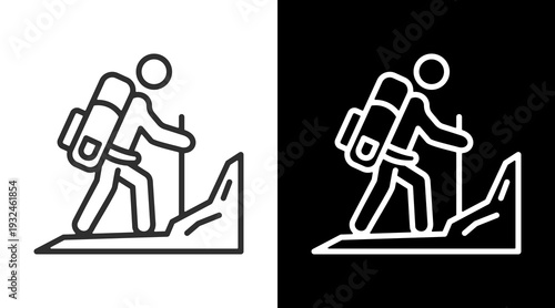 Mountaineer White Icon Set Vector 