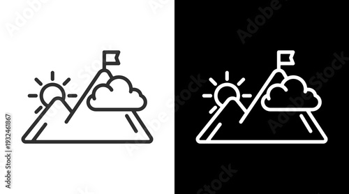 Mountain White Icon Set Vector 