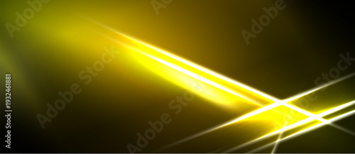 Bright yellow light streaks across dark background. Abstract energy radiates, creating dynamic visual effect. Intense glow dominates composition.