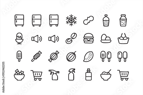 Minimalist Food and Grocery Line Icons for Web and App Design
