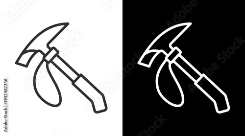 Ice Axe White Icon Set Vector 
