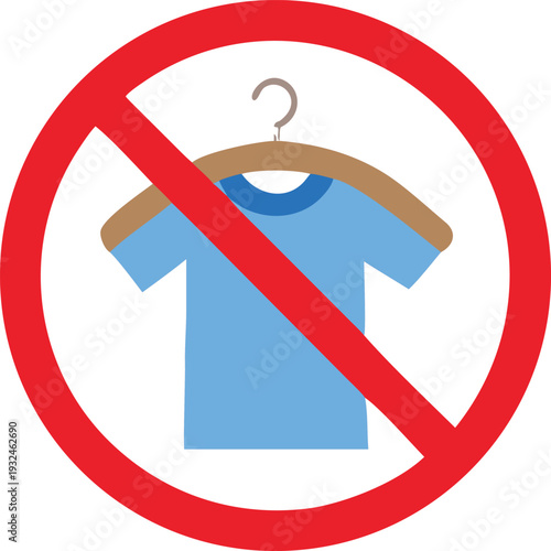 No T-Shirt Symbol on Hanger Prohibition Sign Flat Design