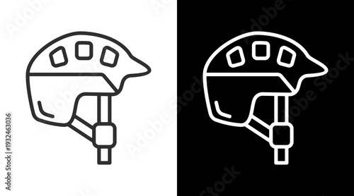 Helmet White Icon Set Vector 