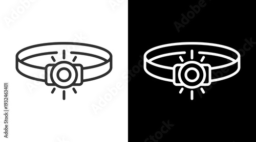 Headlamp White Icon Set Vector 