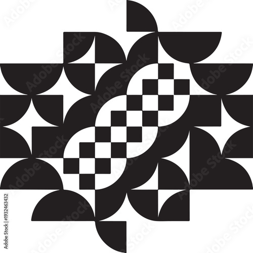 Abstract Geometric Black and White Pattern, Modern Minimal Vector Shapes Background Design