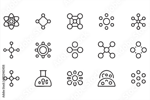 Chemistry and Molecular Outline Icon Set for Scientific Design
