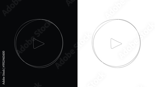 Play Button Icon Abstract Geometric Circle Design, Minimalist Multimedia Symbol