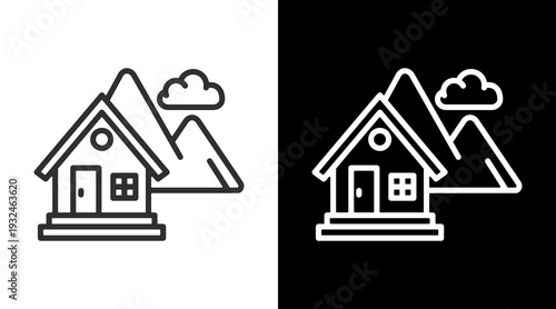 Shelter White Icon Set Vector 