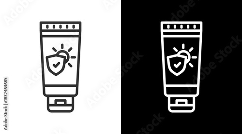 Sunscreen White Icon Set Vector 