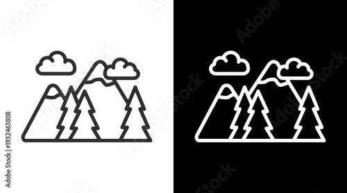 Mountain White Icon Set Vector 