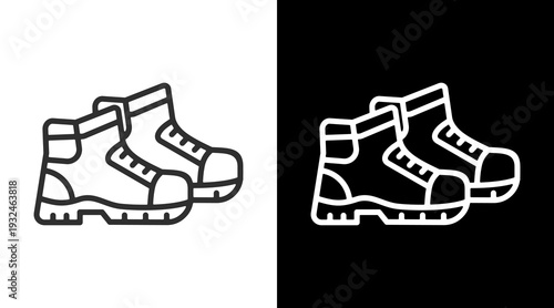 Boots White Icon Set Vector 