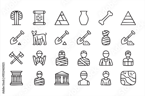 Archaeology and Ancient Civilization Outline Icon Pack