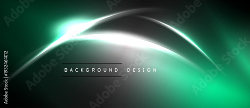 Abstract green background. Smooth curves, bright light, dark shadows create dynamic visual effect. Modern design element.