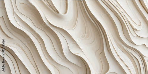 Carved wood texture, abstract wave pattern, beige color, wall decor