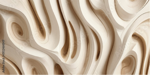 Abstract wooden texture with curved waves creating a natural, decorative pattern in light brown shades