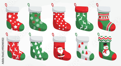 Christmas Socks Set Illustration – Cute Holiday Stockings Vector Collection