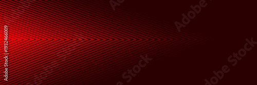 Red arrows background. Abstract triangle gradient wallpaper. Repeated arrow stripes backdrop for flyer, banner, poster, presentation. Thin to thick linear game or sport texture. Vector masculine bg