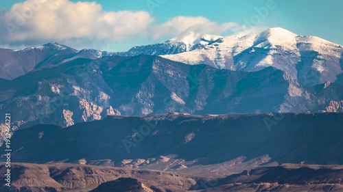 Snow-covered Mount Charleston Time-lapse Nevada Desert Mountains and Clouds