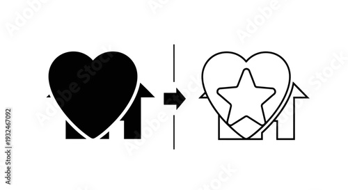 Heart transformation vector icons Vector