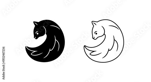 Minimalist Black and White Weasel Logo Icon Vector