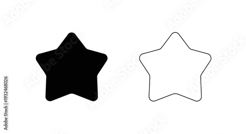Minimal star icons set - outline & filled Vector