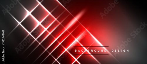 Abstract red lines intersect, creating dynamic glowing grid pattern. Dark background enhances vibrant light effects. Modern design element.