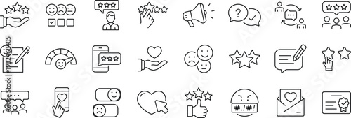 Customer satisfaction set of web icons in line style. Feedback icons for web and mobile app.