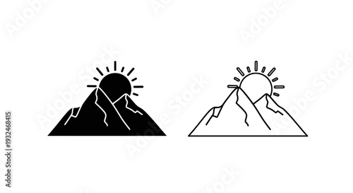 Sunrise over mountain peaks Vector