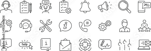 Customer service set of web icons in line style. Help and support. Support and service icons for web and mobile app.