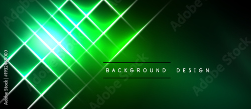 Abstract green lines create dynamic geometric pattern. Dark background enhances vibrant glow, modern design element.