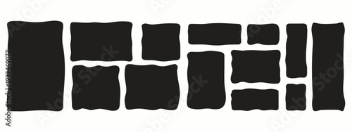 Set of wavy organic neon frames rectangle square shapes Abstract Designs icons and graphics  scallops geometry  Irregular flat shapes. Random spots and curvy elements. Smooth box Vector illustration