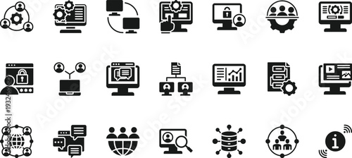 intranet icon set collection. pack contain network, portal, access, internal, community, connect, collaborate, communication, team, information icon