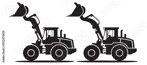 Wheel loader silhouette construction vehicle heavy equipment bulldozer loader truck