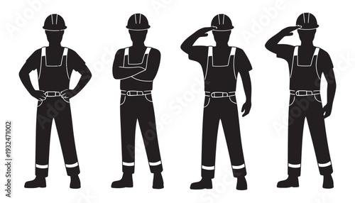 Construction workers hard hat safety vest workwear isolated on white background vector illustration