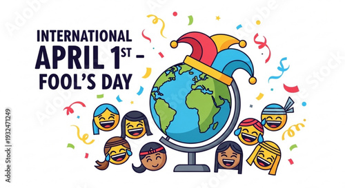International april fools' day celebration around the world with globe and emoji faces