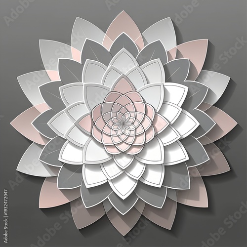 A layered floral design with intricate petals and soft pastel colors, creating a sense of delicate beauty and aesthetic elegance. The flower's multi-layered structure enhances its visual depth