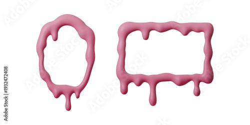 Pink liquid drip frame with cream splash