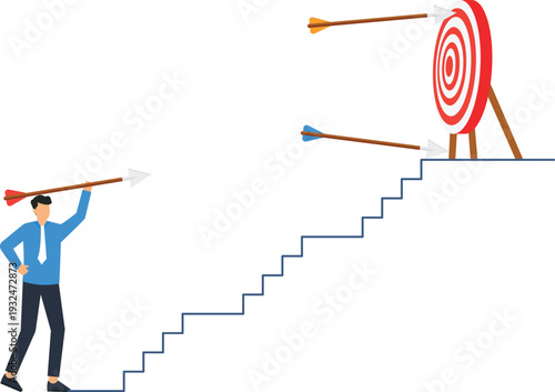 businessman aiming, business goal, target archery, career path, success challenge, corporate strategy, financial ambition, development journey, aiming high, determination