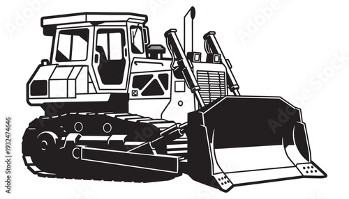 Bulldozer heavy machinery for construction and earthmoving equipment vector illustration