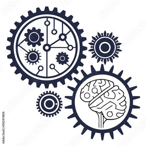 Innovative gears turning with brain integration for modern technology solutions