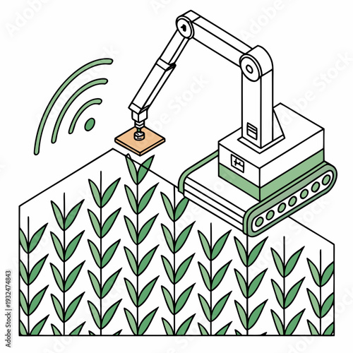 Smart agriculture robotic arm planting seeds in field