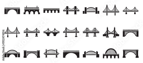 Collection of bridge types iconic structures architectural designs modern and classic vector
