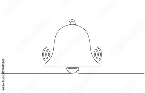 Ringing bell outline drawing graphic for notification alert system design.