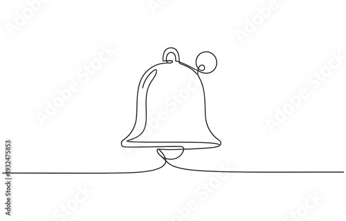 Ringing bell outline drawing graphic for notification alert system design.